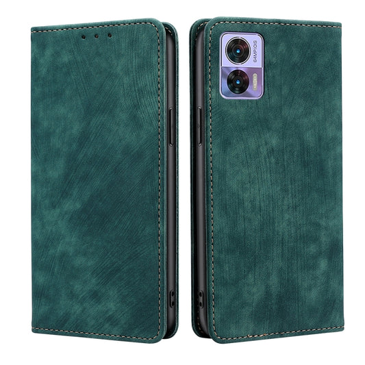 Green leather-style wallet phone case with magnetic closure, card slots, stitched edges.
