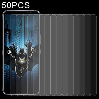 Tempered glass screen protector set, 50-pack, clear shield for smartphone screen