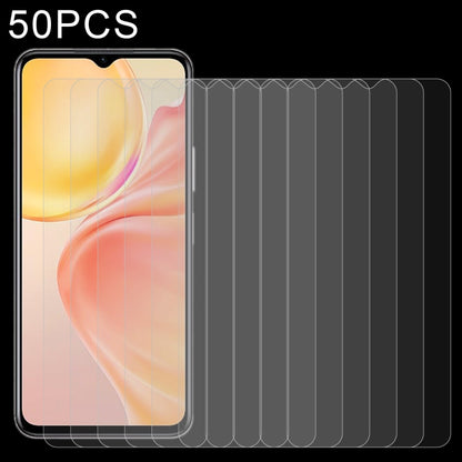 Tempered glass screen protector set, 50-pack, clear front glass with curved fit