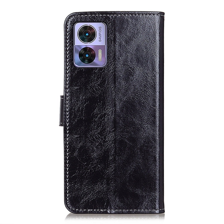 Black textured leather flip phone case with camera cutout