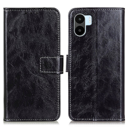Black textured leather phone case set showing front flap and back