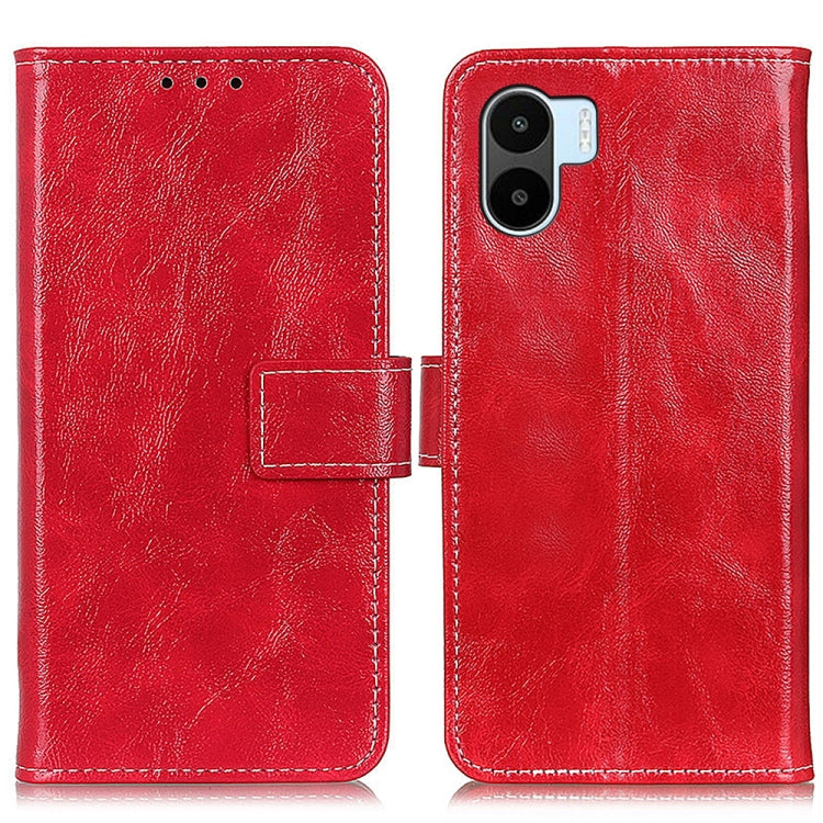 Red textured leather wallet phone case with front magnetic flap