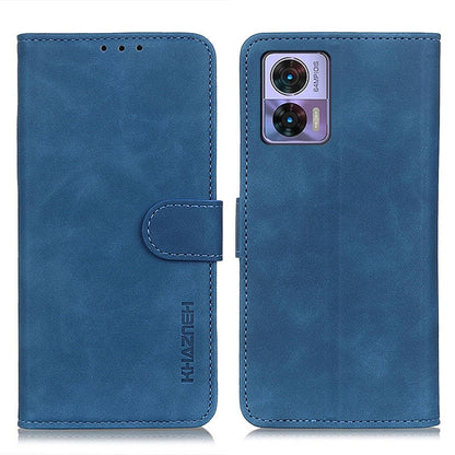 Blue retro-texture leather phone case with flip cover and rear camera cutout