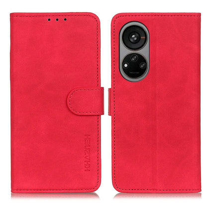Red leather folio phone case with flip cover and camera cutout