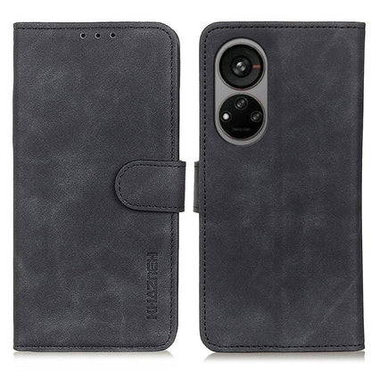 Dark gray leather folio phone case with flip cover and camera cutout