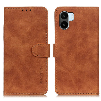 Brown leather folio phone case with flip cover and camera cutout