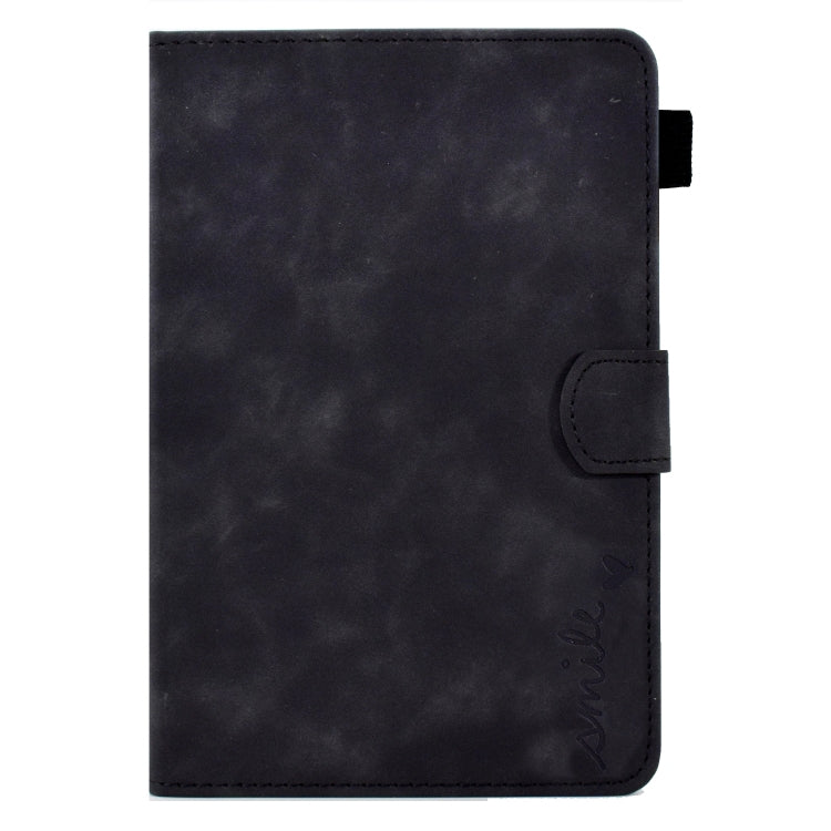 Black leather-style flip tablet case with rounded corner cut and side flap