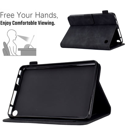 Black leather-style flip tablet case on stand with viewing angle support