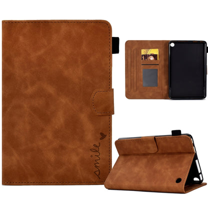 Brown leather-style flip tablet case with card slots and foldable stand