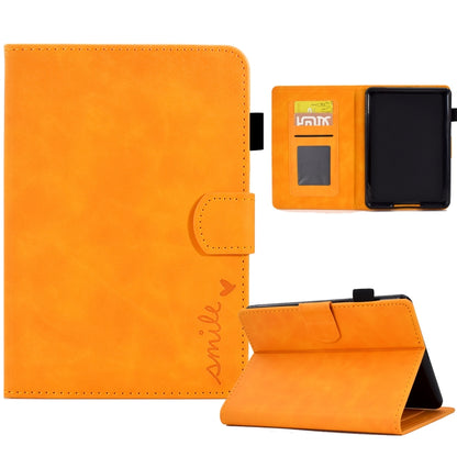 Orange leather-style tablet flip case with side clasp and card slot window
