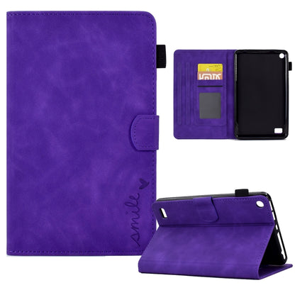 Purple leather-style tablet flip case with front flip stand and card slot window