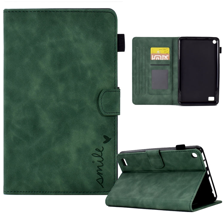 Green leather-style tablet flip case with front flip stand and card slot window