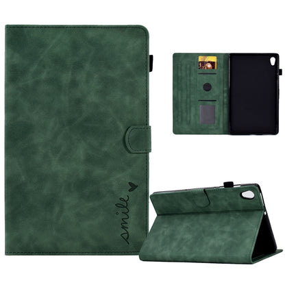 Green leather flip tablet case with folio stand and card slots for tablet protection.