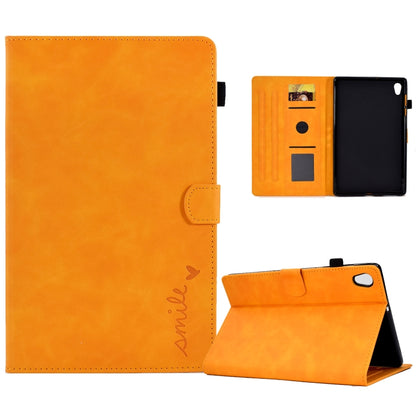 Tan leather flip tablet case with folio stand and side card slots for tablet protection.
