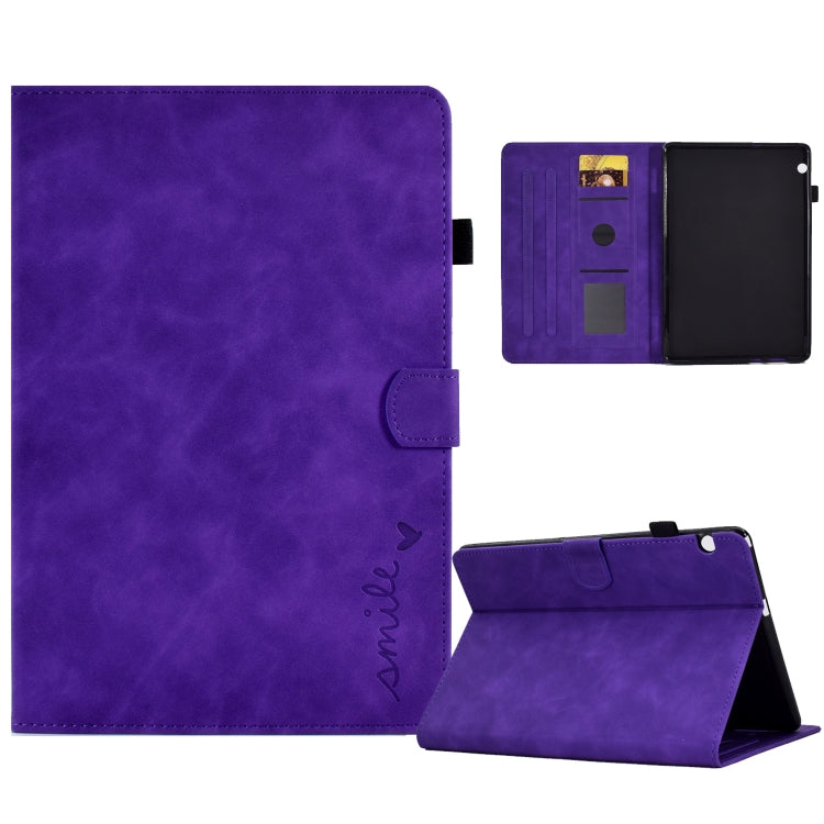 Purple folio tablet case with flip stand and front cover with camera cutout