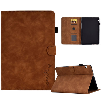 Brown folio tablet case with flip stand and front cover with camera cutout