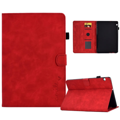 Red folio tablet case with flip stand and front cover with camera cutout