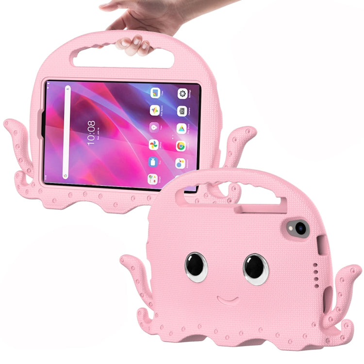 Pink octopus tablet case with handle and front viewing window
