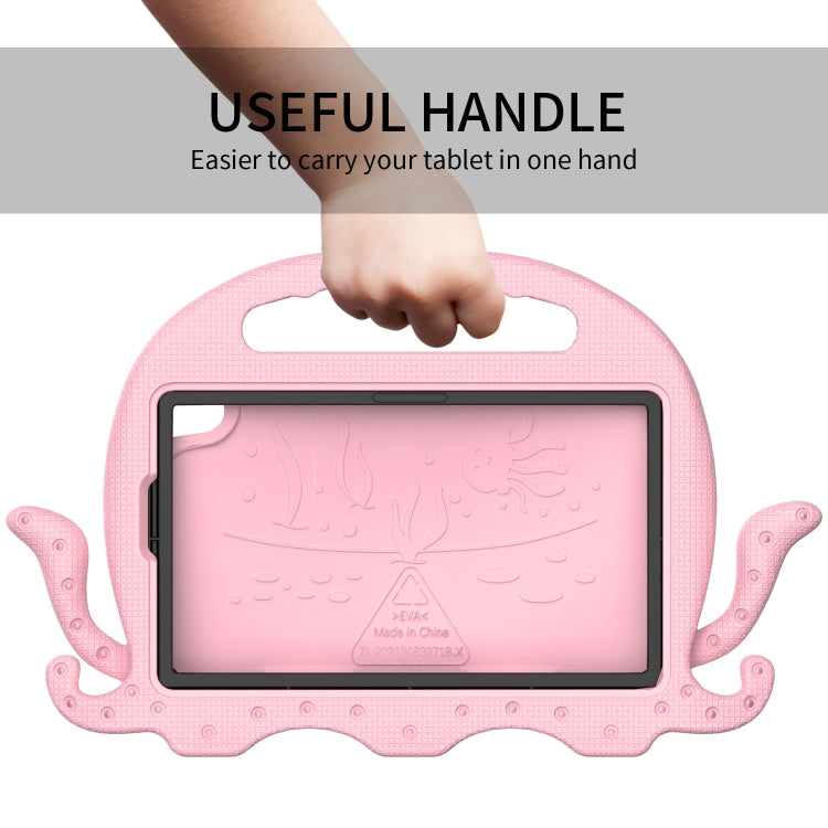 Pink octopus tablet case with front handle opening and tablet viewing area