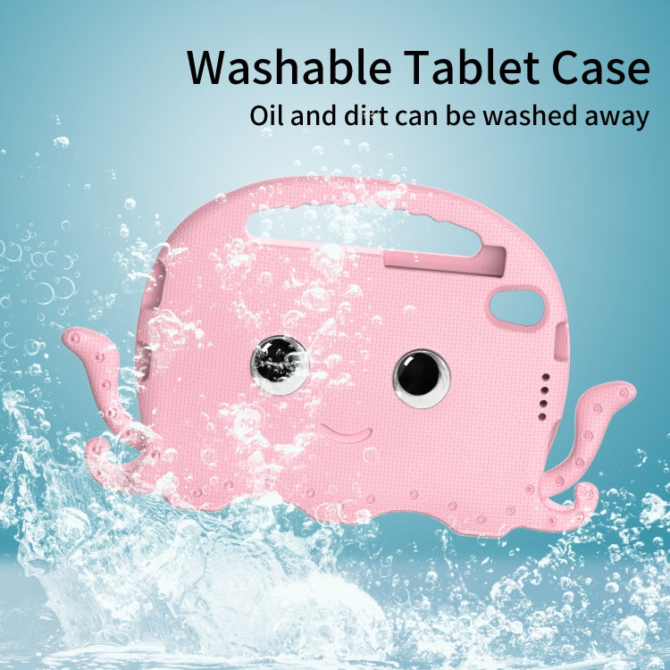 Pink octopus tablet case with water-splash design and front viewing window