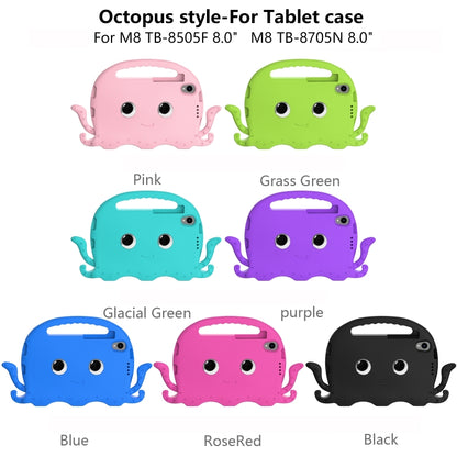 Octopus style tablet case color options panel: Pink, Green, Purple, Blue, Black