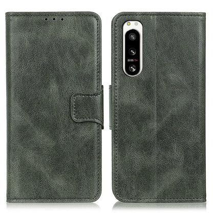 Dark green Crazy Horse texture leather flip phone case with camera cutout and card pocket