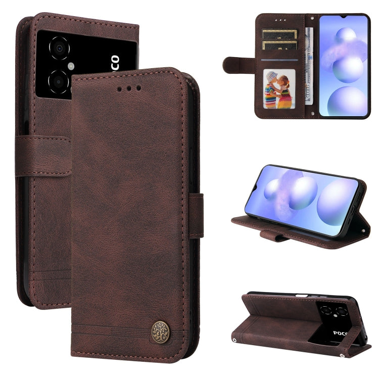 Skin Feel Life Tree Metal Button Leather Phone Case, For vivo Y02s, For vivo Y75 4G / S10e, For vivo Y77 5G, For Xiaomi Poco C40, For Xiaomi Poco M4 5G