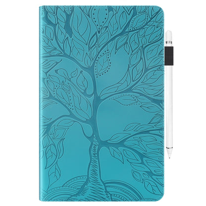 Turquoise leaf-embossed folio tablet case with pen holder and corner protection