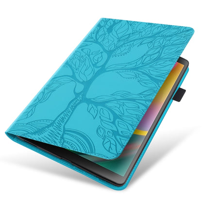 Turquoise leaf-embossed folio tablet case folded open for landscape viewing