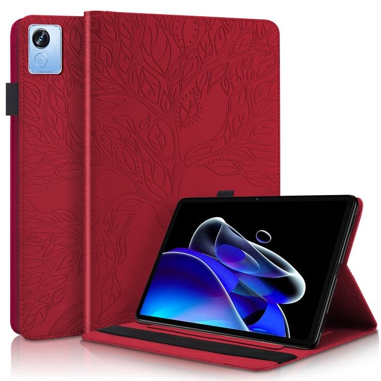 Red embossed leather flip tablet case with standing cover for tablet