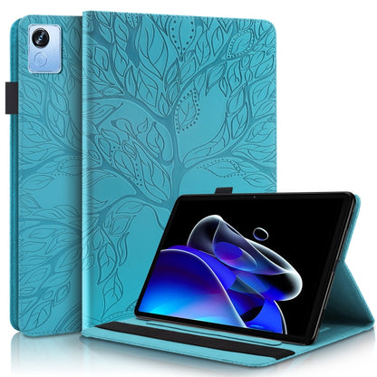 Turquoise leaf-embossed folio tablet case with landscape stand and rear back cover