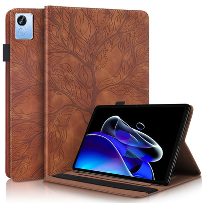 Brown embossed leather tablet case with flip cover and stand, for tablet