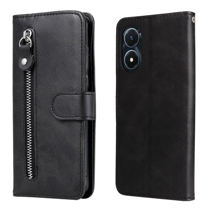 Black leather zipper phone case with flip cover and front card slot pocket.