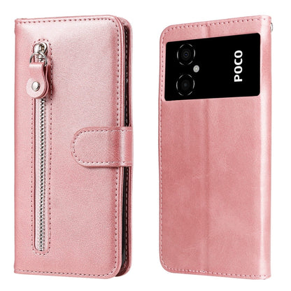 Rose leather zipper phone case with flip cover and front card slot pocket.
