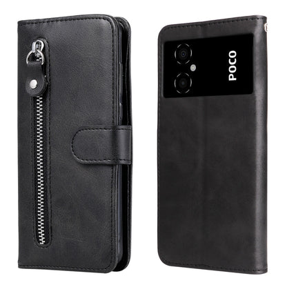 Zipper leather phone case with card holder, textured black finish