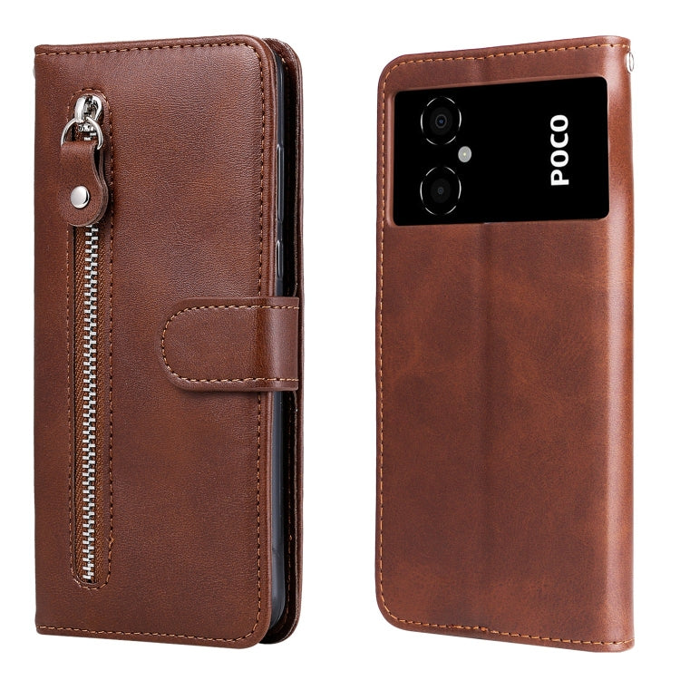 Brown textured leather phone case with zipper, foldover flap and camera cutout
