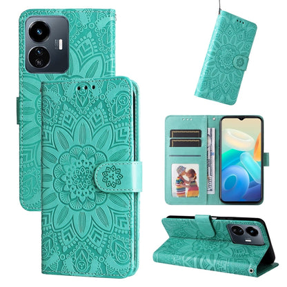 Embossed Sunflower Leather Phone Case, For vivo Y02s, For vivo Y75 4G / S10e, For vivo Y77 5G, For Xiaomi Poco C40, For Xiaomi Poco M4 5G