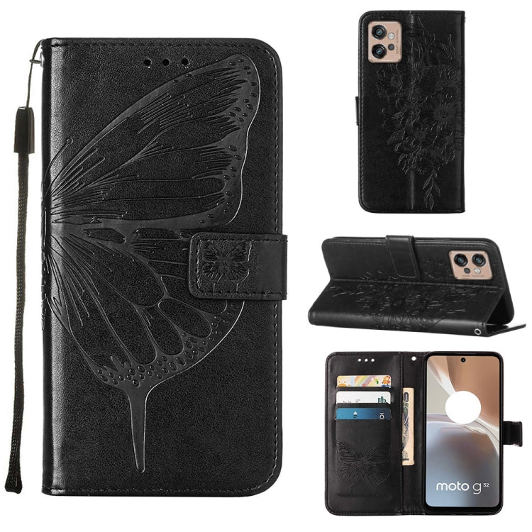 Black embossed butterfly flip leather phone case with card holder and stand