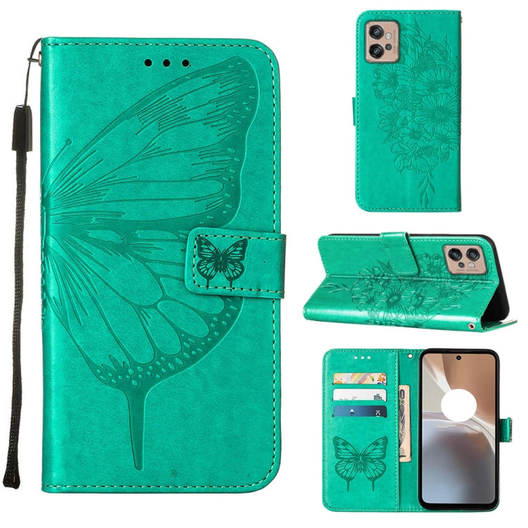 Teal embossed butterfly flip leather phone case with card slots and stand cover