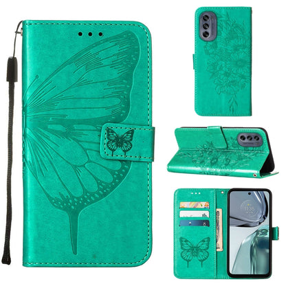 Teal embossed butterfly flip leather phone case with card slots and viewing stand