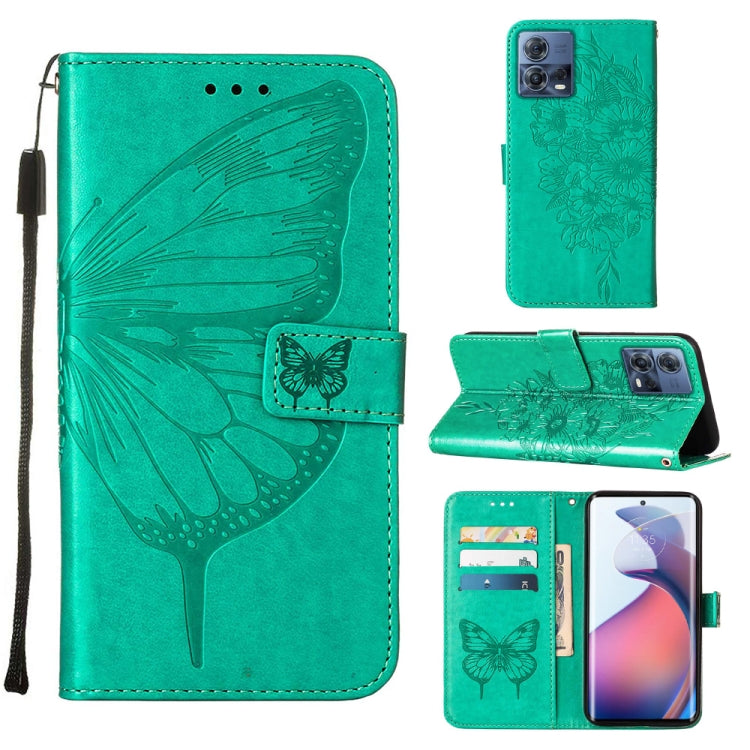Teal embossed butterfly flip leather phone case with card slots and viewing stand