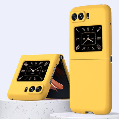 Lemon Yellow PC phone case with clock dial design for Motorola Moto Razr 2022
