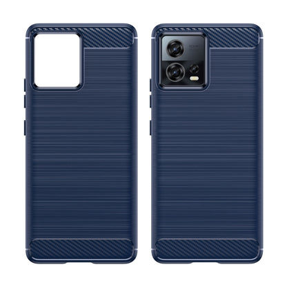 Brushed texture TPU phone case in blue, back view with camera cutouts