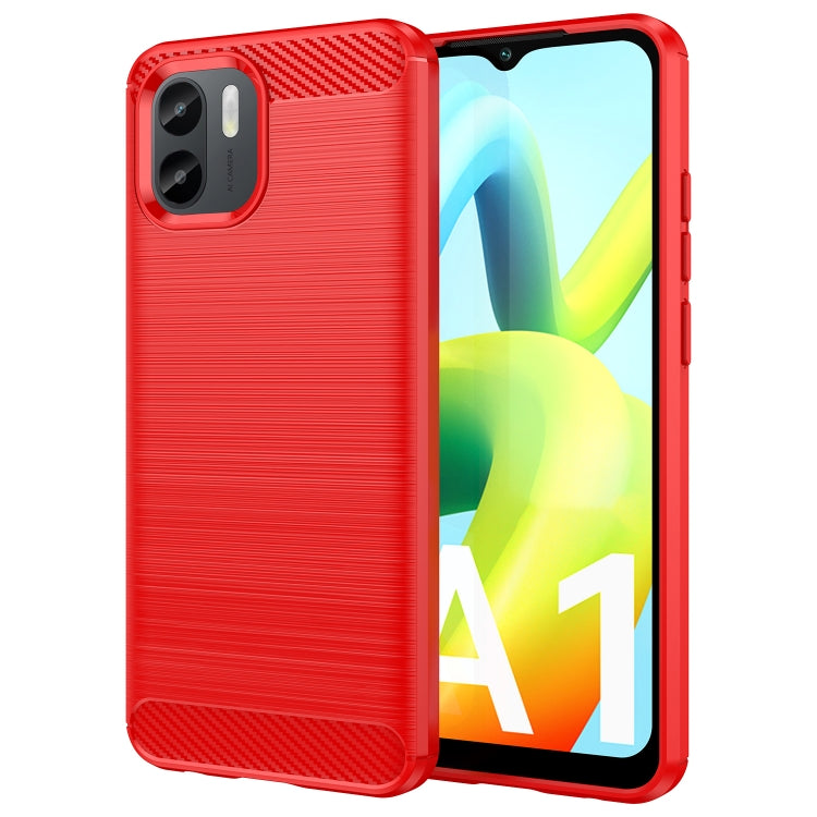 Brushed texture TPU phone case in red, front and back with camera cutouts
