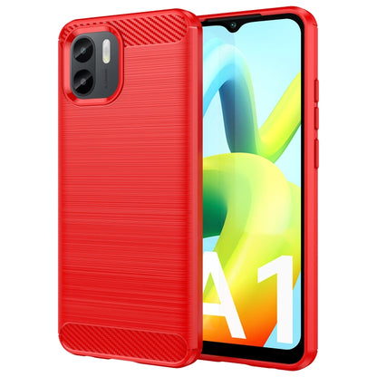 Brushed texture TPU phone case in red, front and back with camera cutouts