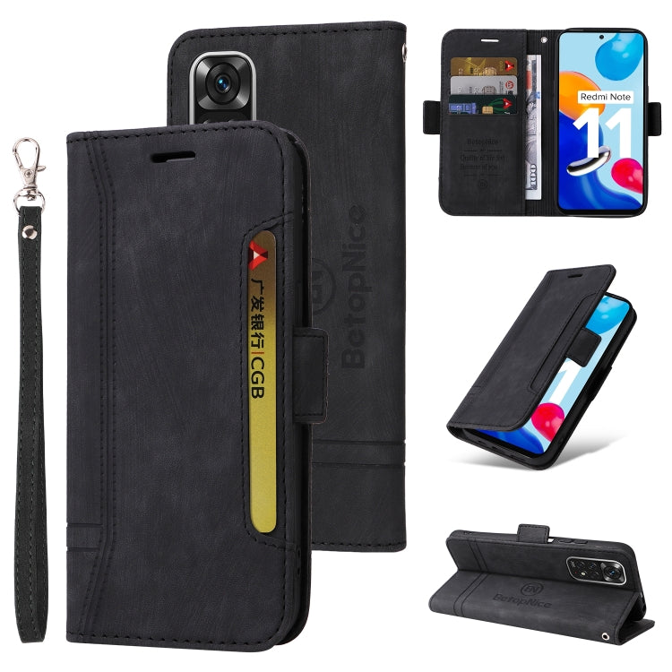 Black leather phone case with card pocket and wrist strap; back cover with camera cutout.