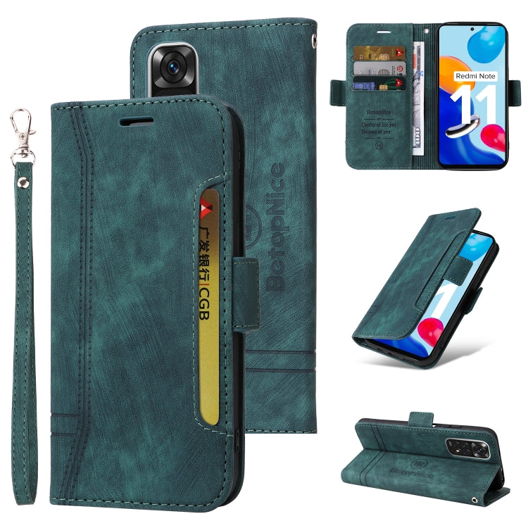 Teal leather dual-side buckle folio phone case with card slots and key ring