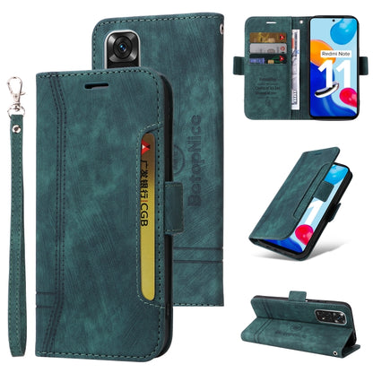 Teal leather dual-side buckle folio phone case with card slots and key ring