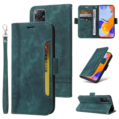 Teal leather dual-side buckle phone wallet case with folio cover and card slots