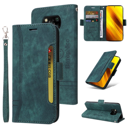 Teal leather dual-side buckle folio phone case with card slots and key ring